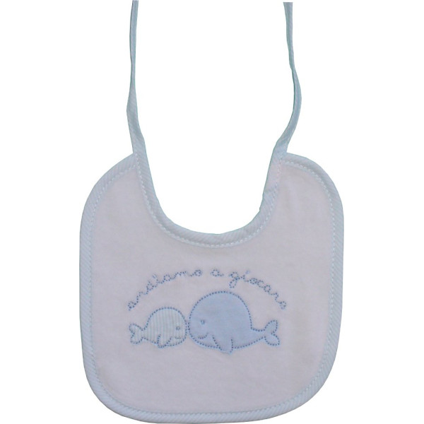 Light Blue Baby Bib - Little Whale